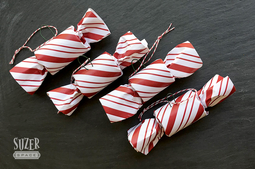 4 Red and White Ribbon Candy Ornament